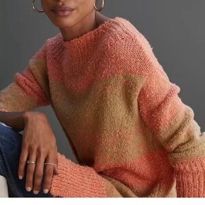 PILCRO Anthropologie Rugby Tunic Sweater Oversized Sz Small Striped Stretch Boho